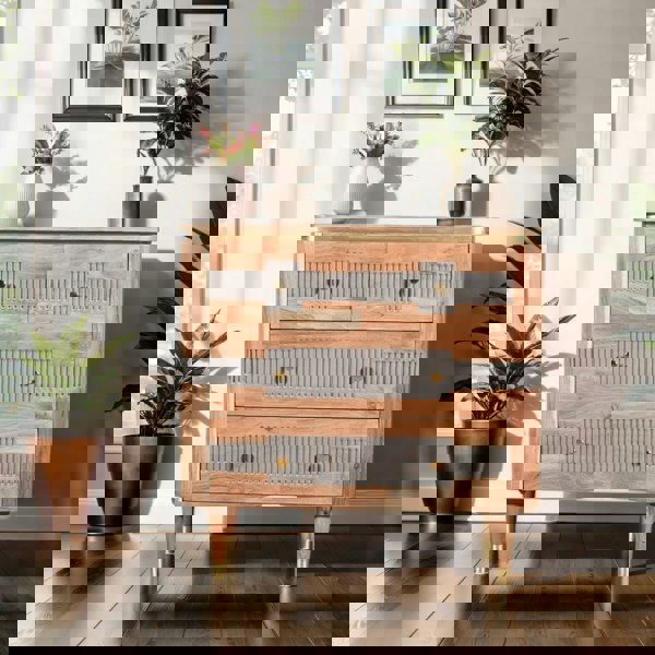 IH Design Alaina Acacia Wood 4 Drawers Chest