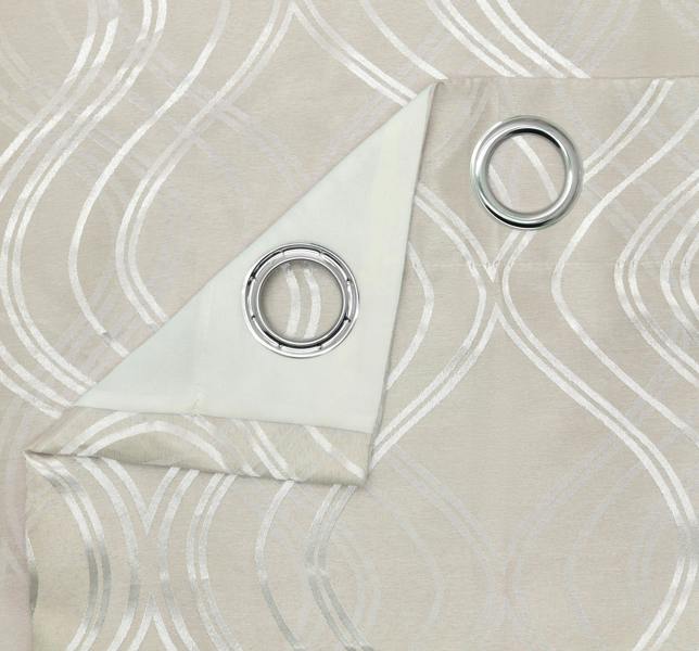 Intimates Elegant Ring Top Jacquard Lined Curtains, Soft Touch and Durable, for Living Room & Bedroom - 168cm x 229cm
