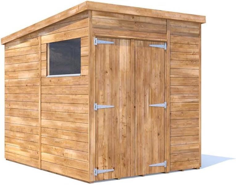 Dunster House Wooden Bike Shed 1.8 x 2.4m (6'x8') 15mm Walls Pent with Window, Superfelt Overlord Modular