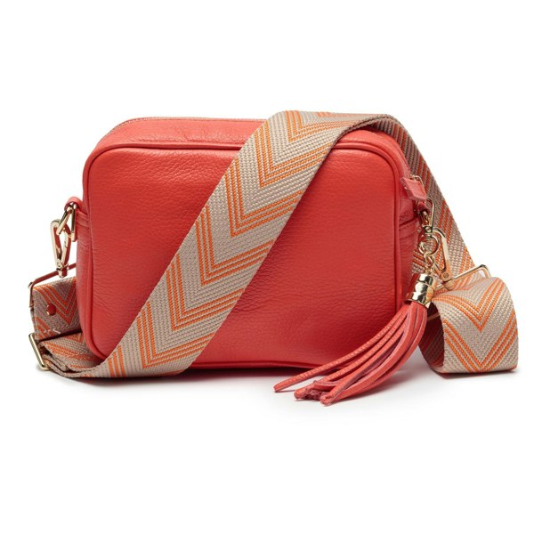 Elie Beaumont Chevron Crossbody strap - Tangerine Chevron
