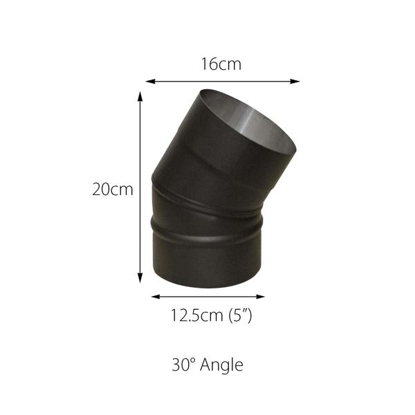 flue pipe 30 degree elbow bend for 5" inch (125mm)