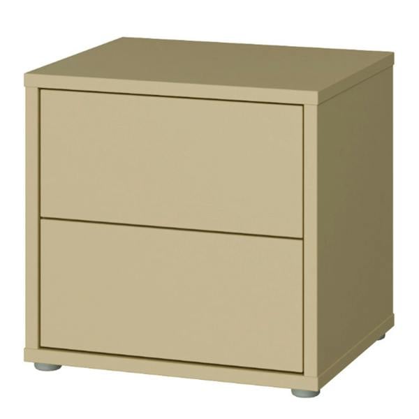 Furniture To Go Alice Springs Low Bedside Cabinet with 2 Drawers Push-to-Open in Butter Yellow
