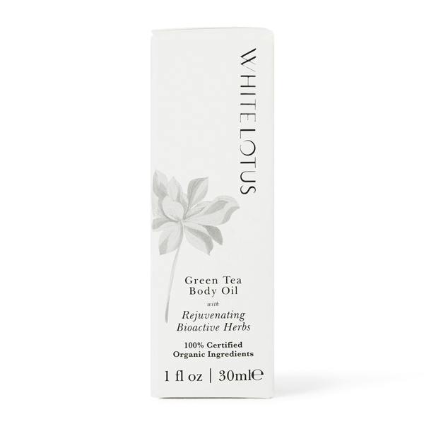 White Lotus Beauty Organic Green Tea Body Oil with Rejuvenating Adaptogenic Herbs 50mL