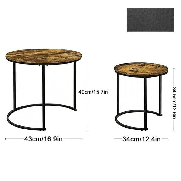 Havendro Nesting Coffee Tables Set of 2 Round Stacking Sofa Side Tables