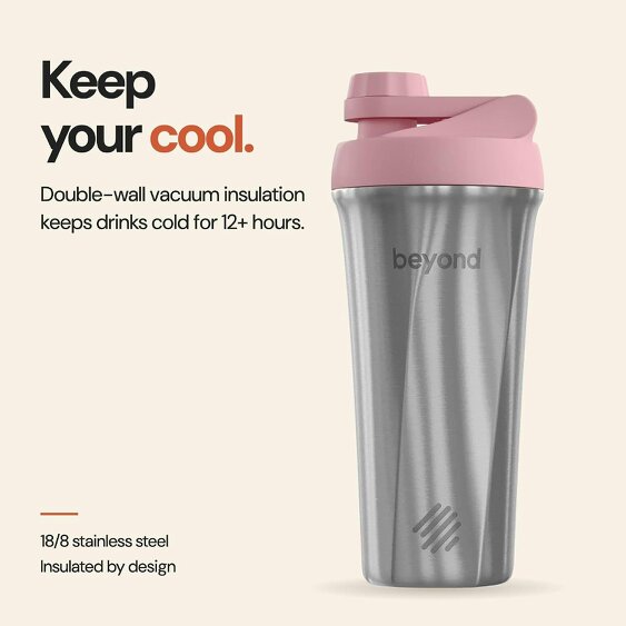 Beyond Shakers Brushed Steel & Pink Twist