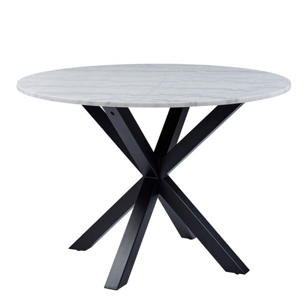Furniture To Go Heaven Round Dining Table with White Polished Marble Top