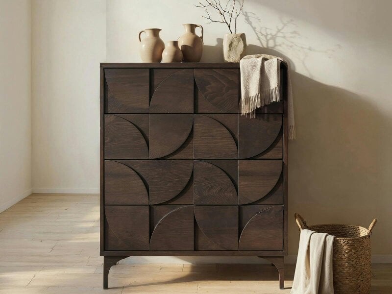 SOLACE+CO Leon Geometric Chest of Drawers Walnut