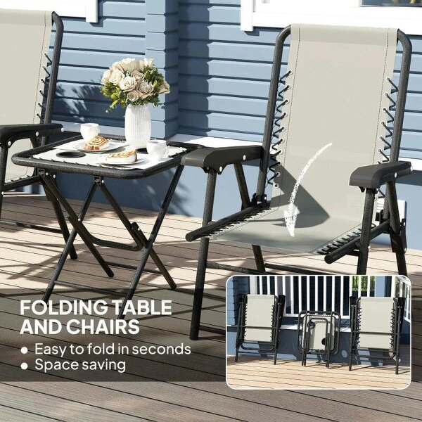 Three-Piece Garden Table and Chair Set - Cream White