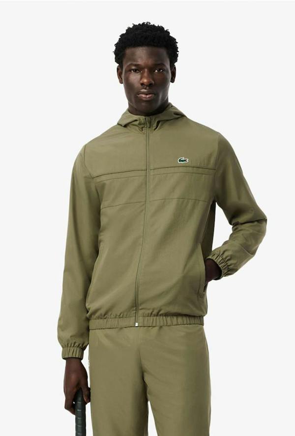 Lacoste Men's Water-Repellent Sport Track Jacket - 5 (Large) - Khaki Green