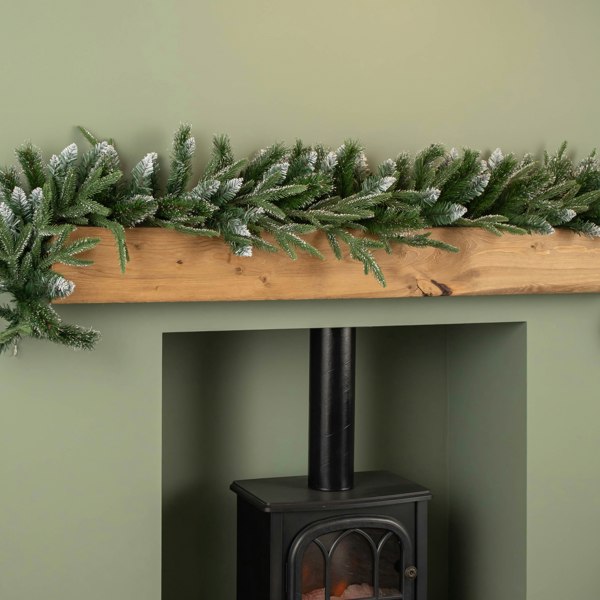 Samuel Alexander 1.8m Premier Christmas Artificial Fairmont Fir Snow Tipped Plain Green Garland