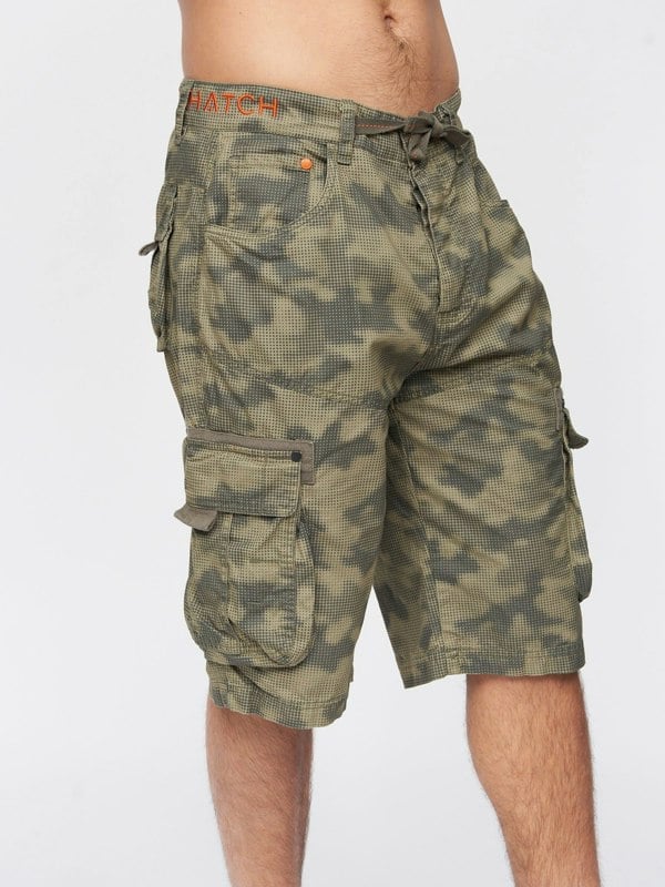 Crosshatch Hanwhere Combat Shorts Dark Green Camo