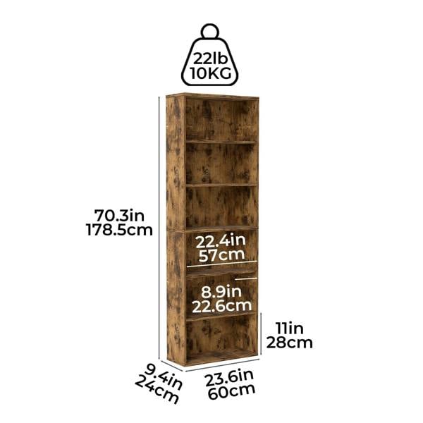 Levede 6 Tier Book Shelf Storage Shelves Bookcase Display Unit Organizer Cabinet