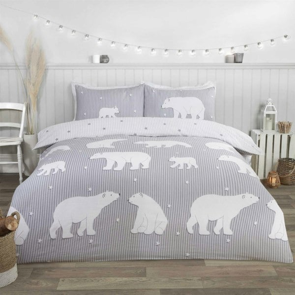 HomeSpace Direct Winter Bears Brushed Cotton Duvet Cover Set