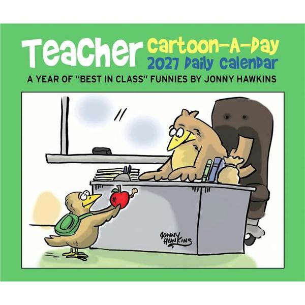 Teacher Cartoon A Day Desk Calendar 2027, Desk Calendars, Day To View, Humour, Gift