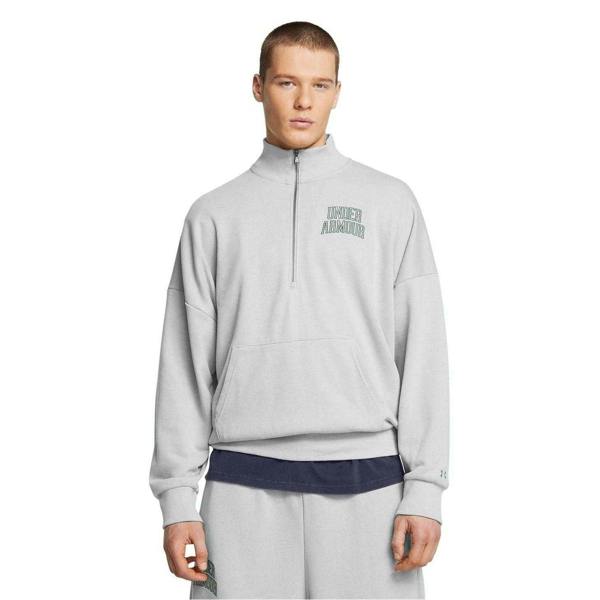 Under Armour Mens Icon Quarter Zip Relaxed Fit Sweatshirt - Grey - 