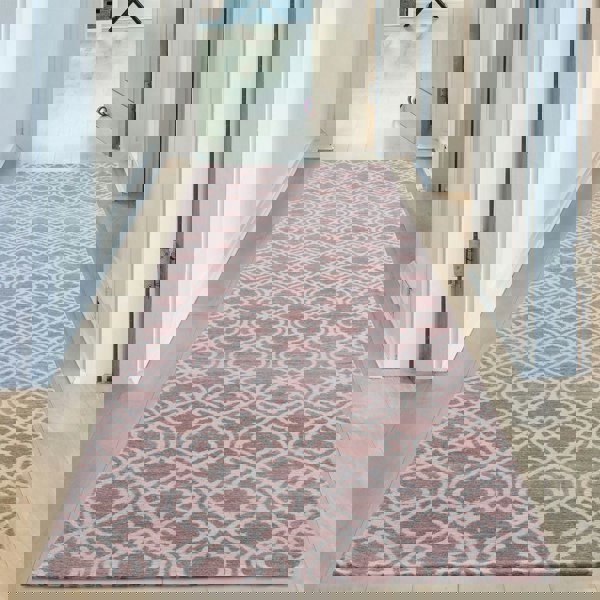 Machine Washable Flatweave Moroccan Rug Pink