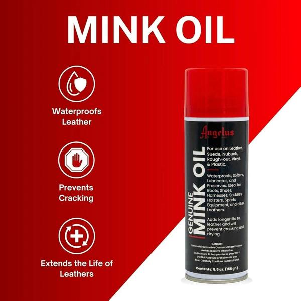 Angelus Mink Oil Spray - Easy Leather Conditioning & Waterproofing 5.5oz