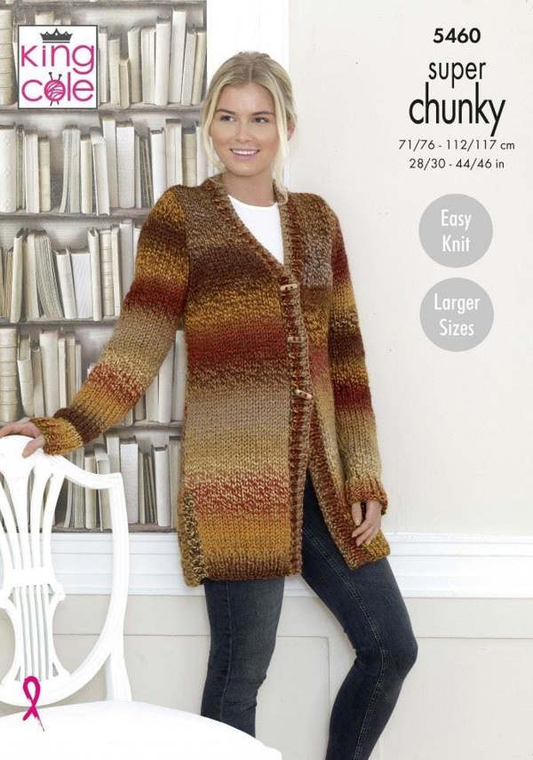 King Cole Explorer Super Chunky Knitting Pattern 5460, Cardigans, Waistcoats for Women, 28 - 46 Inches - Easy