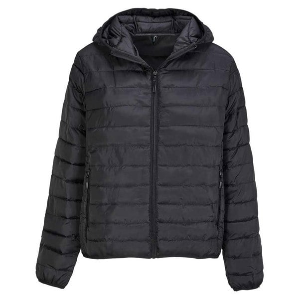 SOLS Womens Stream Hooded Padded Jacket - Black