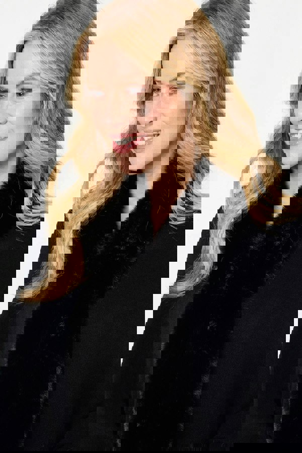 Black | Faux Fur Trim Batwing Poncho
