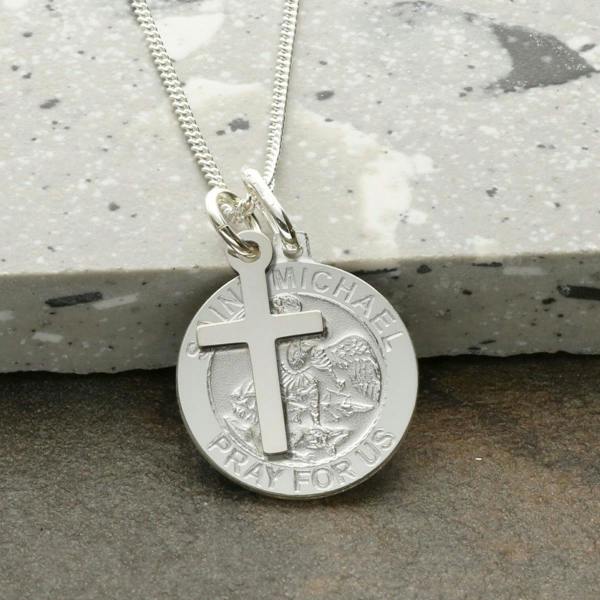 Christopher James of London Sterling Silver St Michael Medal With Optional Engraving and Chain