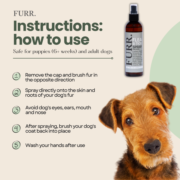FURR Flea & Tick Spray 250ml x2 Natural, Plant-Based Formula