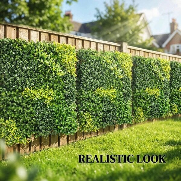 Artificial Plant Wall Panel, 100x100 cm Artificial Grass Backdrop Wall, Green