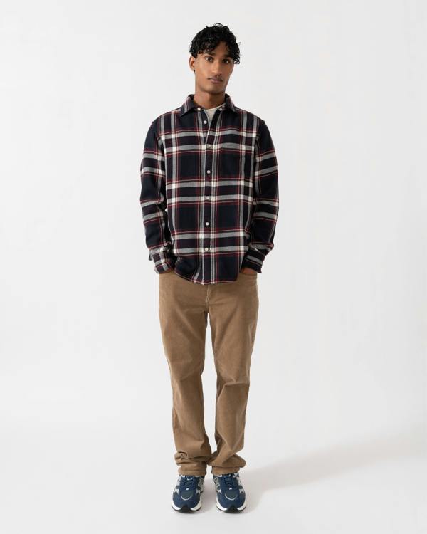 GANT Mens Regular Fit Flannel Check Shirt - 433 Evening Blue