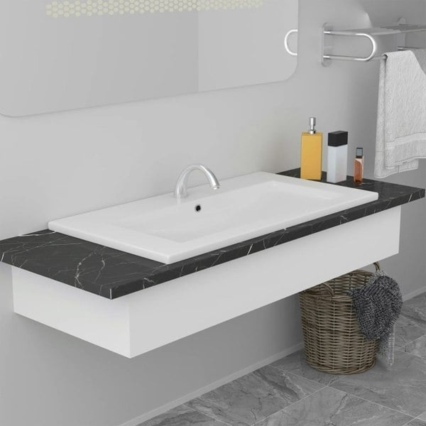 Berkfield Built-in Basin 81x39.5x18.5 cm Ceramic White