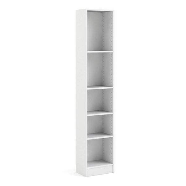 Furniture To Go Basic Tall Narrow Bookcase (4 Shelves) in White