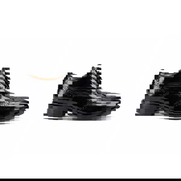 Base London Base London STEEPLE Mens Derby Brogue Shoes Hi-Shine Black