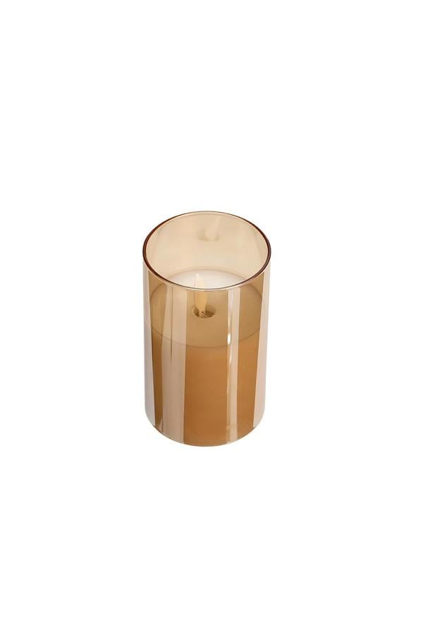 Living and Home 3Pcs Gold Glass Flameless LED Candles Realistic Swaying Flame Pillar Candles