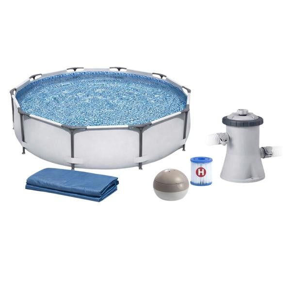 smartbies 5 in 1 Steel Pro 10FT Frame Swimming Pool With Filter Pump, Cover And Chlorine Dispenser