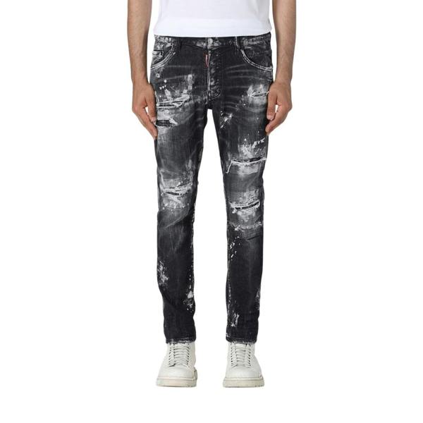 DSQUARED2 Skater Jean Destroyed Paint Effect Black Jeans W28