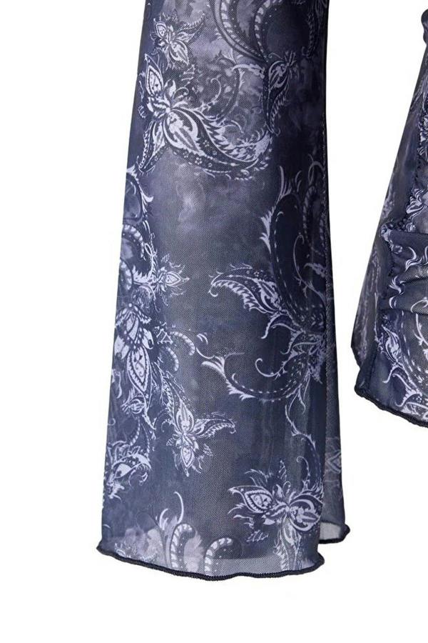 WOVCOR Shawl Pattern Boat Neck Asymmetrical Fitted Plus Size Blouse