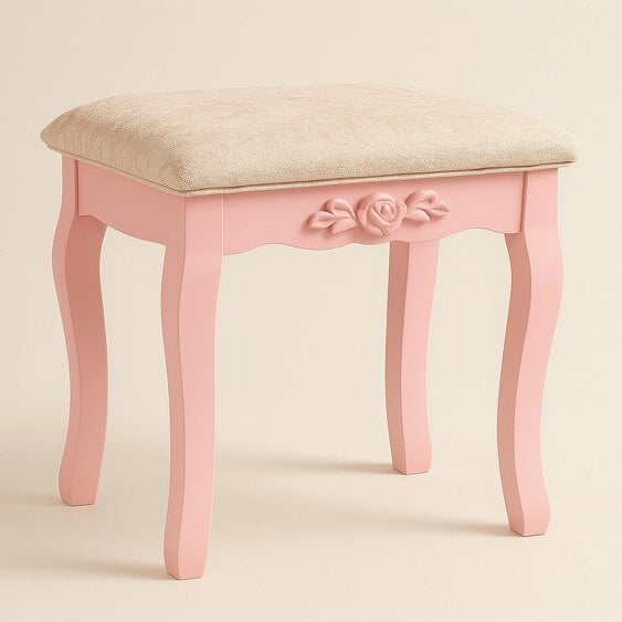 Kosy Koala Pink Heart Dressing Table Makeup Desk Vanity Set White Mirror Drawers Stool