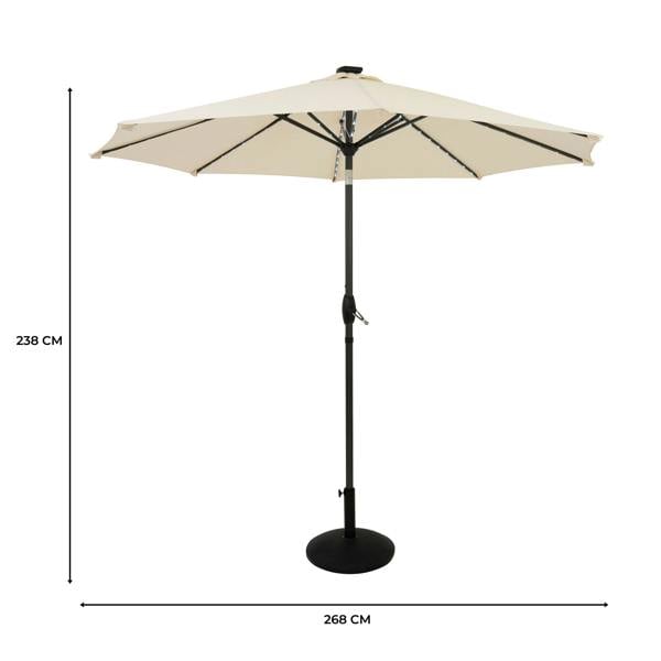 Jardi LED Tilt Parasol 2.7m With Tilt Base – Cream