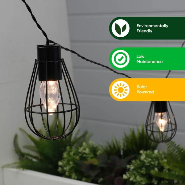 Gardenwize 8-Piece Solar String Lights –  LED Metal Bulb Hanging Lights