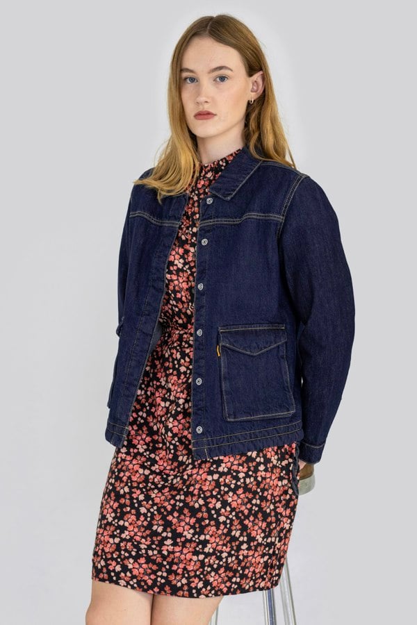 ENORSIA Blue Denim Trucker Jacket With Borg Lining