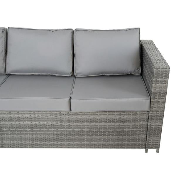 Jardi 11 Seater Rattan Furniture Set With Firepit – Grey