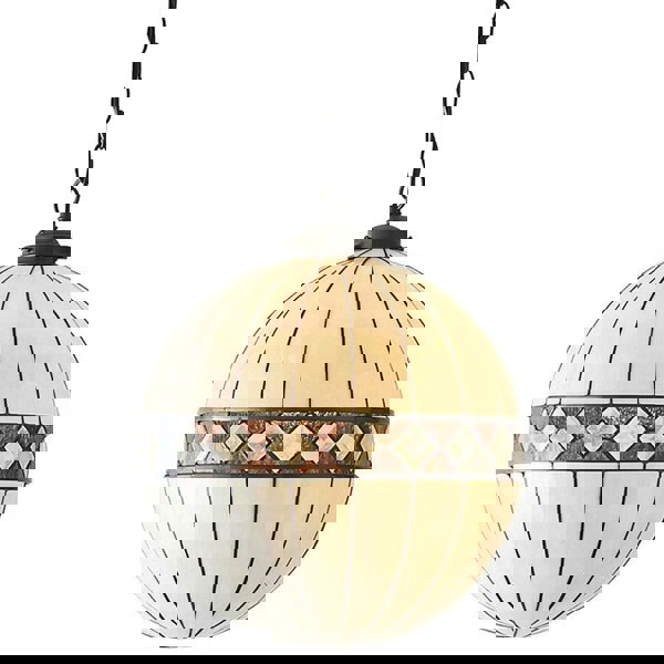 Tiffany Glass Hanging Ceiling Pendant Light Bronze & Natural Globe Shade i00118 Loops