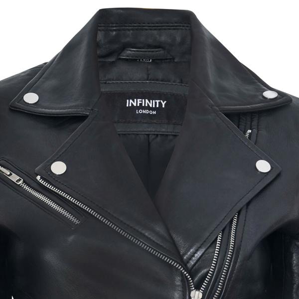 Womens Leather Retro Biker Jacket-Madeley - Upperclass Fashions 
