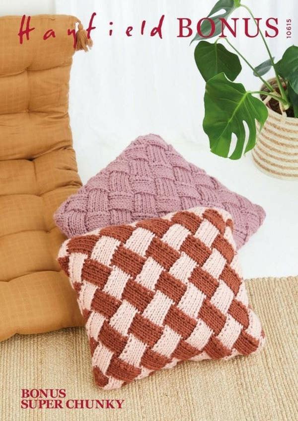 Hayfield Bonus Super Chunky Knitting Pattern 10615, Cushions One Size - Advanced