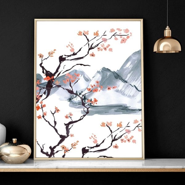 Japanese landscape painting | set of 3 Bedroom wall art