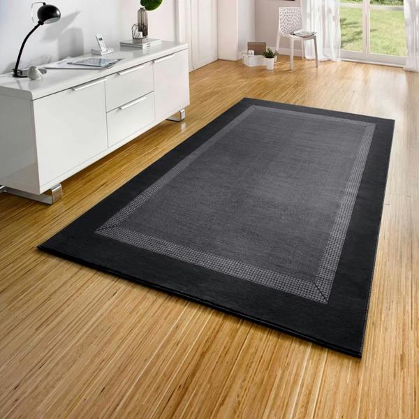 Designer Velours Runner Band Rug Black