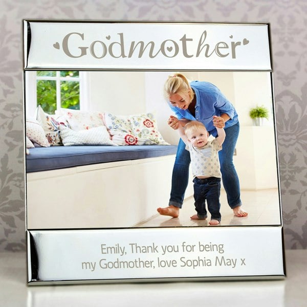 Personalised Memento Company Personalised Silver Godmother 6x4 Photo Frame