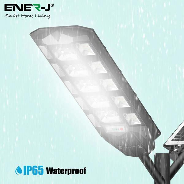 ENER-J 200W Solar Streetlights 6500K with 6V 18W Solar Panel & 24000 mAh Battery & Remote