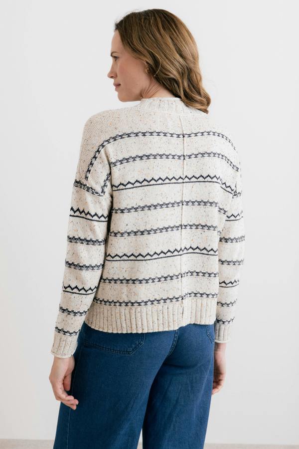 Lily & Me Kirstie Flecked Knit Stripe Knit Jumper Ecru
