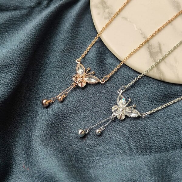 The Colourful Aura Large Butterly Zircon Crystal Dokiya Pendant Animal Necklace