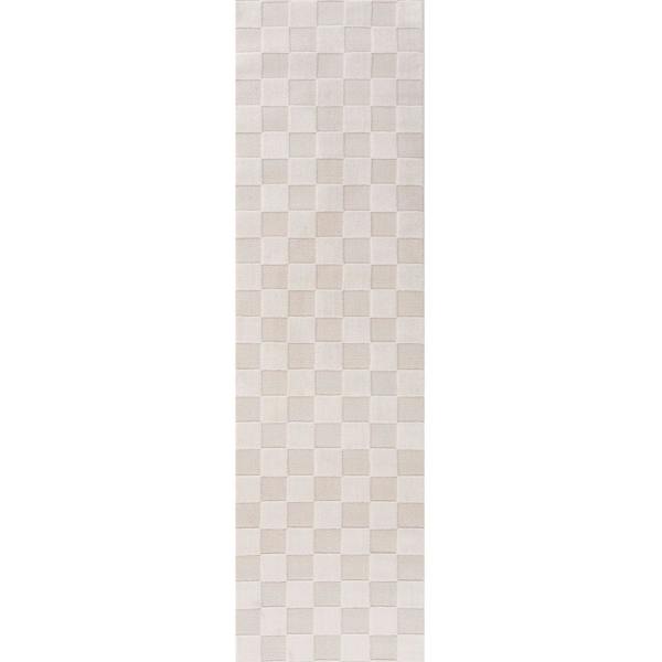 Loft Checkerboard Cream Rug fade-resistant.